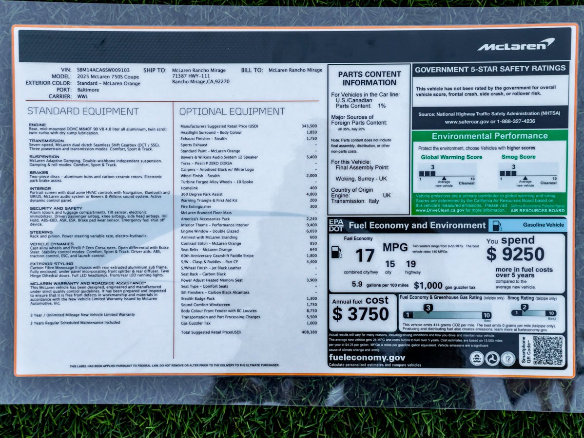 2025 McLaren 750S Performance