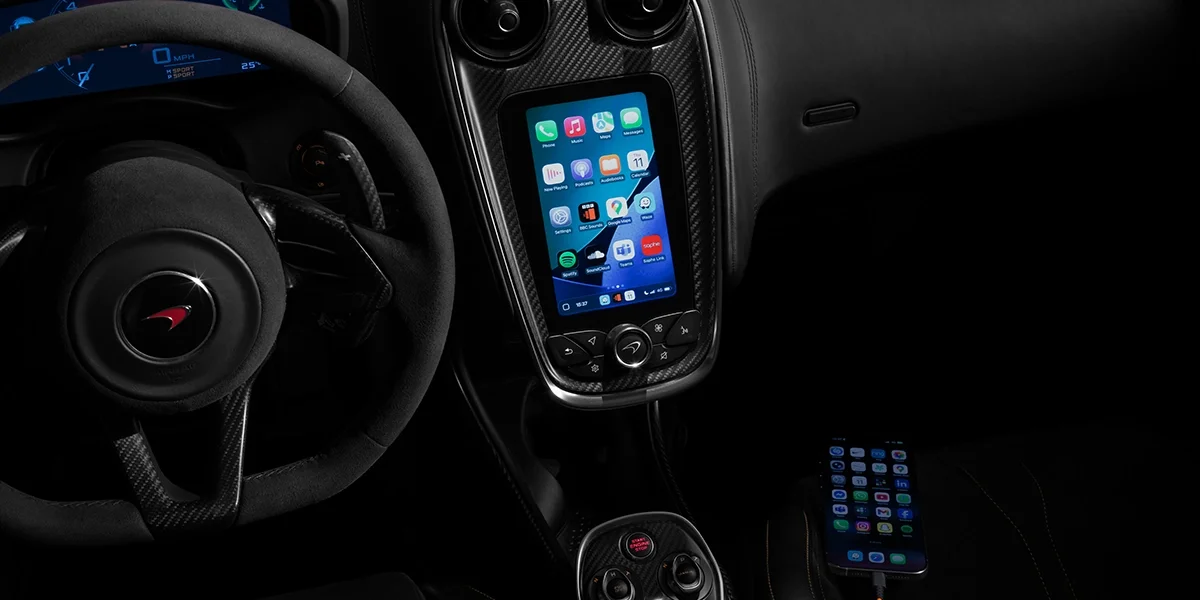 McLaren infotainment system with Apple CarPlay integration