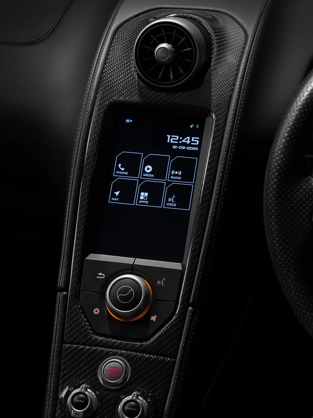 Apple CarPlay displayed in a McLaren infotainment system